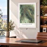 Livingston Manor, New York map, 18 x 24 inch print in a white frame in a home office