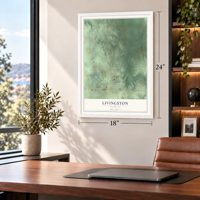 Livingston, Michigan map, 18 x 24 inch print in a white frame in a home office