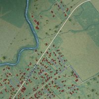 Second close-up of the map of Livonia, Louisiana print showing more streets and buildings