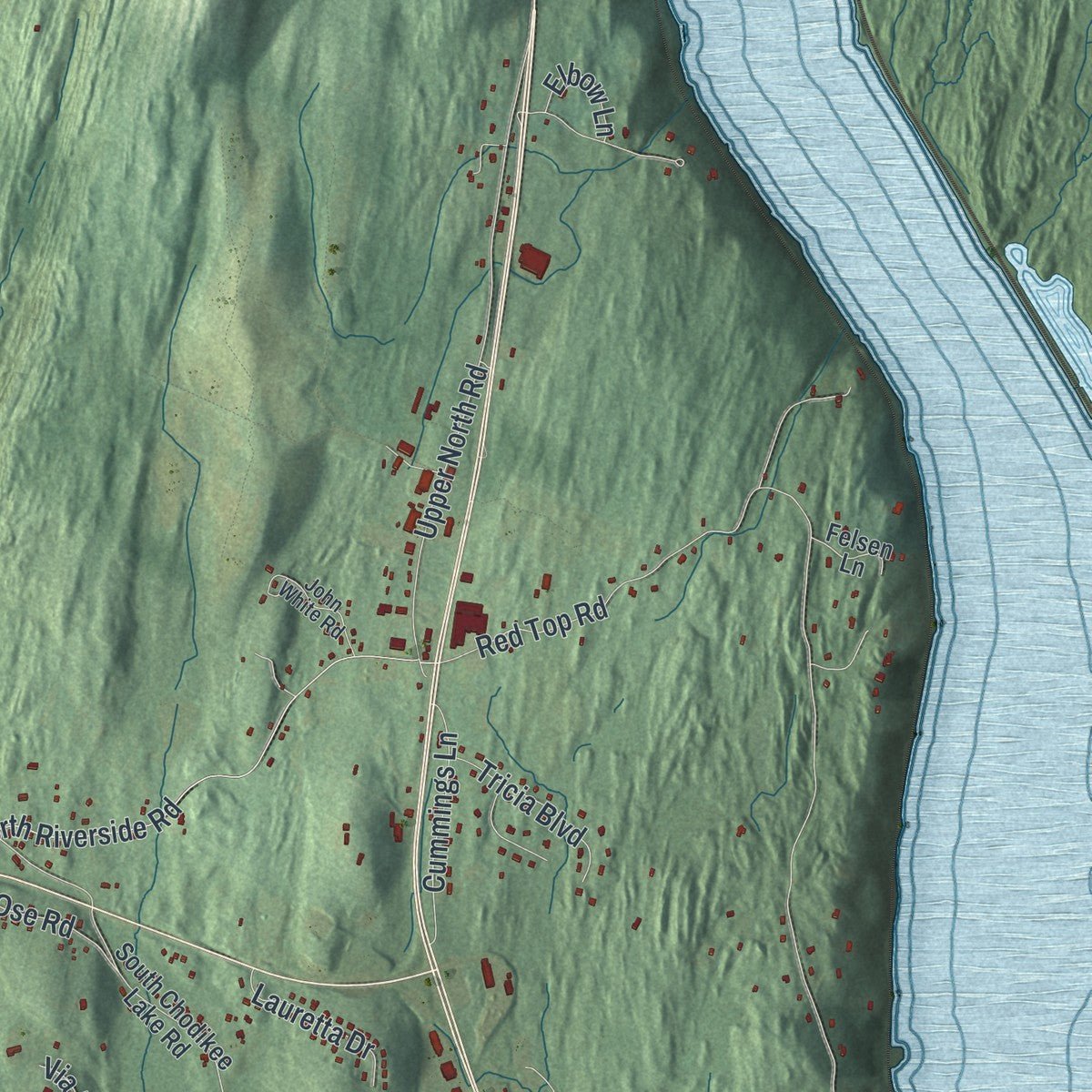 Second close-up of the map of Lloyd, New York print showing more streets and buildings