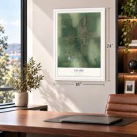 Loami, Illinois map, 18 x 24 inch print in a white frame in a home office