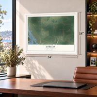 Lobeco, South Carolina map, 18 x 24 inch print in a white frame in a home office