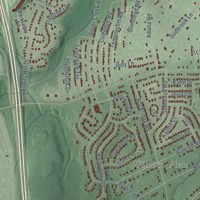 Second close-up of the map of Lochearn, Maryland print showing more streets and buildings