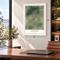 Lockeford, California map, 18 x 24 inch print in a white frame in a home office