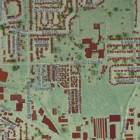 Second close-up of the map of Lockhart, Florida print showing more streets and buildings