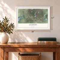 Lockhart, Florida map, 12 x 18 inch print in a white frame in an entryway