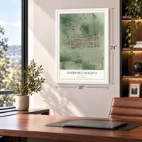 Lockport Heights, Illinois map, 18 x 24 inch print in a white frame in a home office
