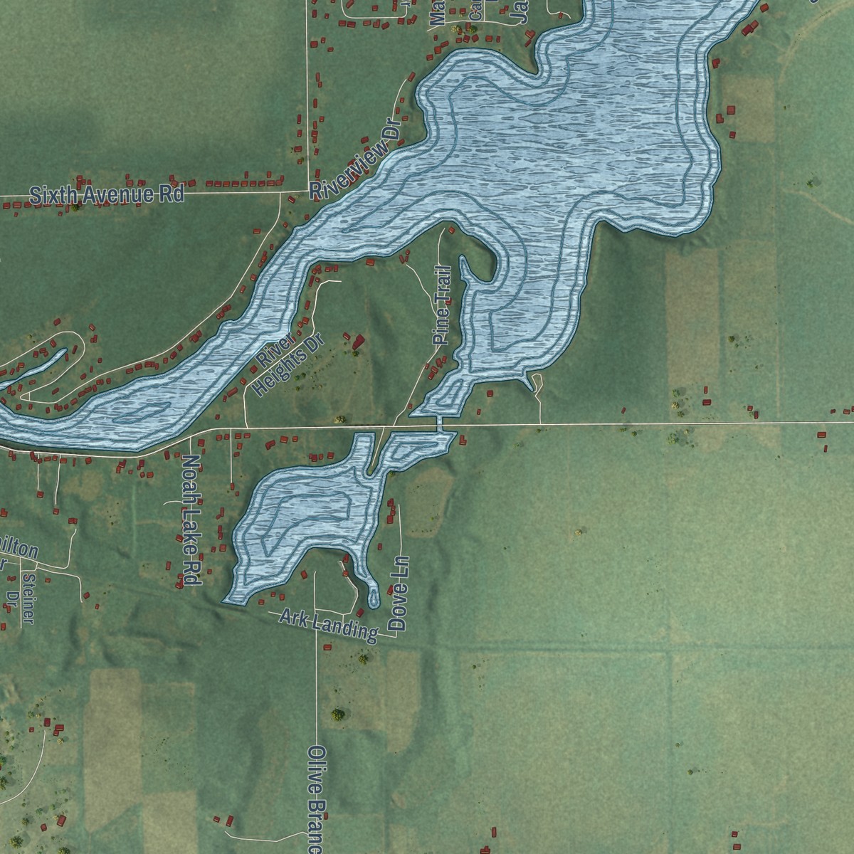 Second close-up of the map of Lockport, Michigan print showing more streets and buildings