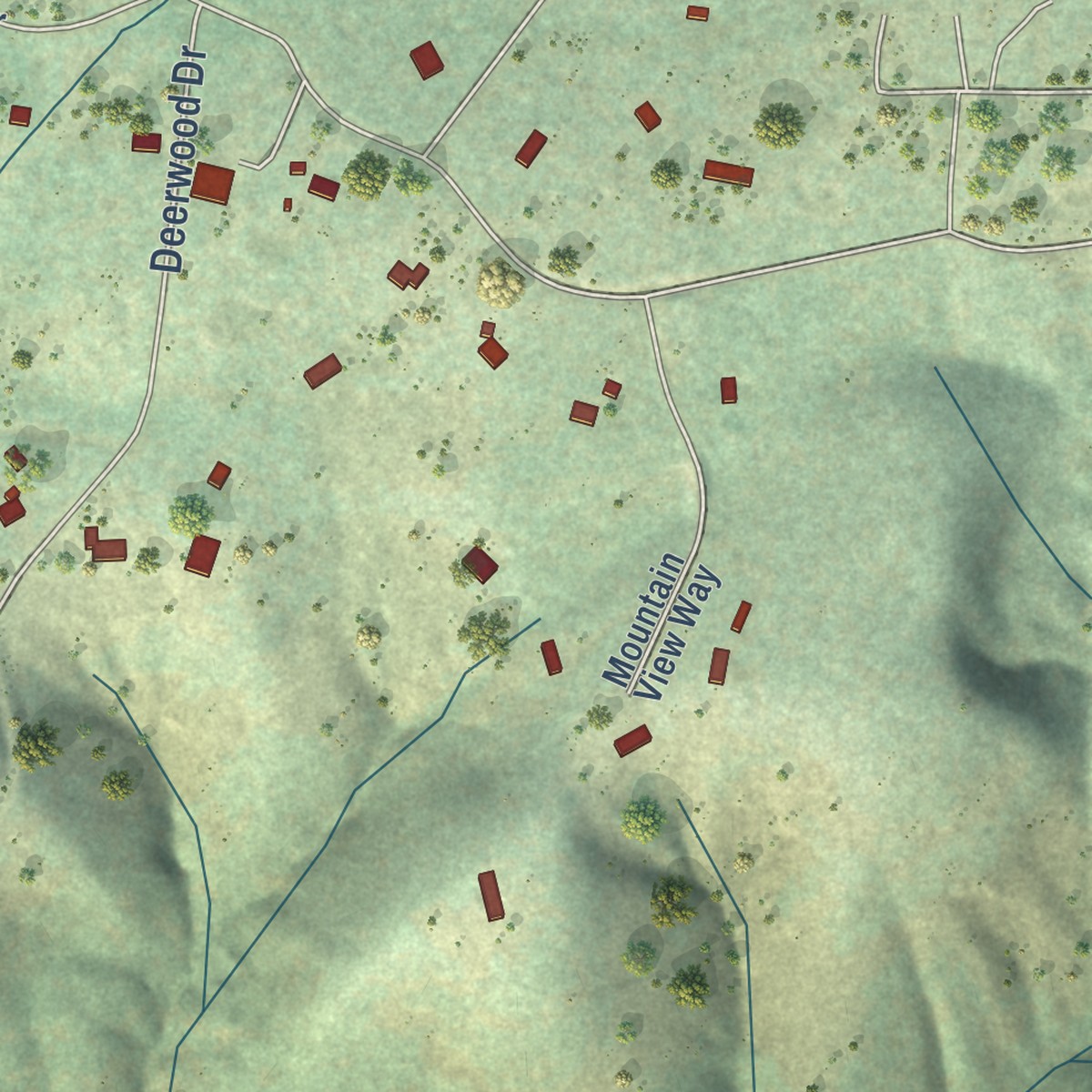 Second close-up of the map of Lockwood, California print showing more streets and buildings