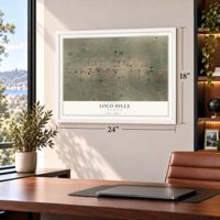 Loco Hills, New Mexico map, 18 x 24 inch print in a white frame in a home office