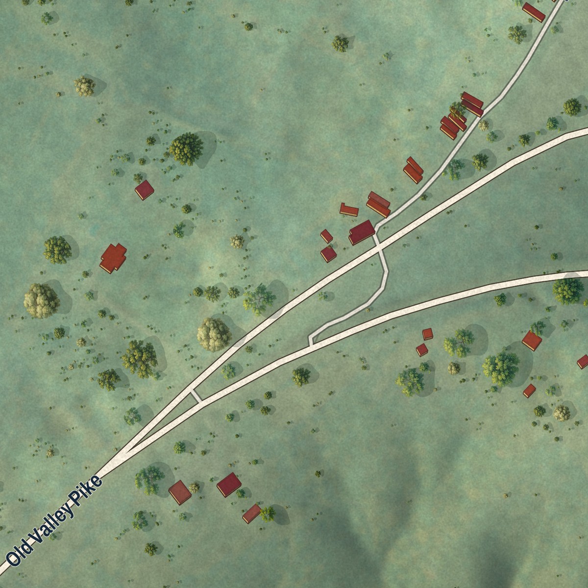 Second close-up of the map of Locust Grove, Virginia print showing more streets and buildings