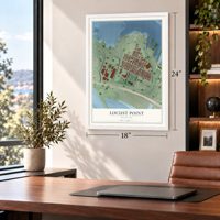 Locust Point, Maryland map, 18 x 24 inch print in a white frame in a home office