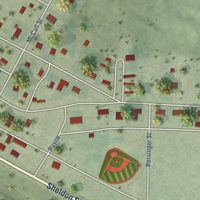 Second close-up of the map of Lodgepole, Nebraska print showing more streets and buildings