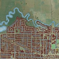 Second close-up of the map of Lodi, California print showing more streets and buildings