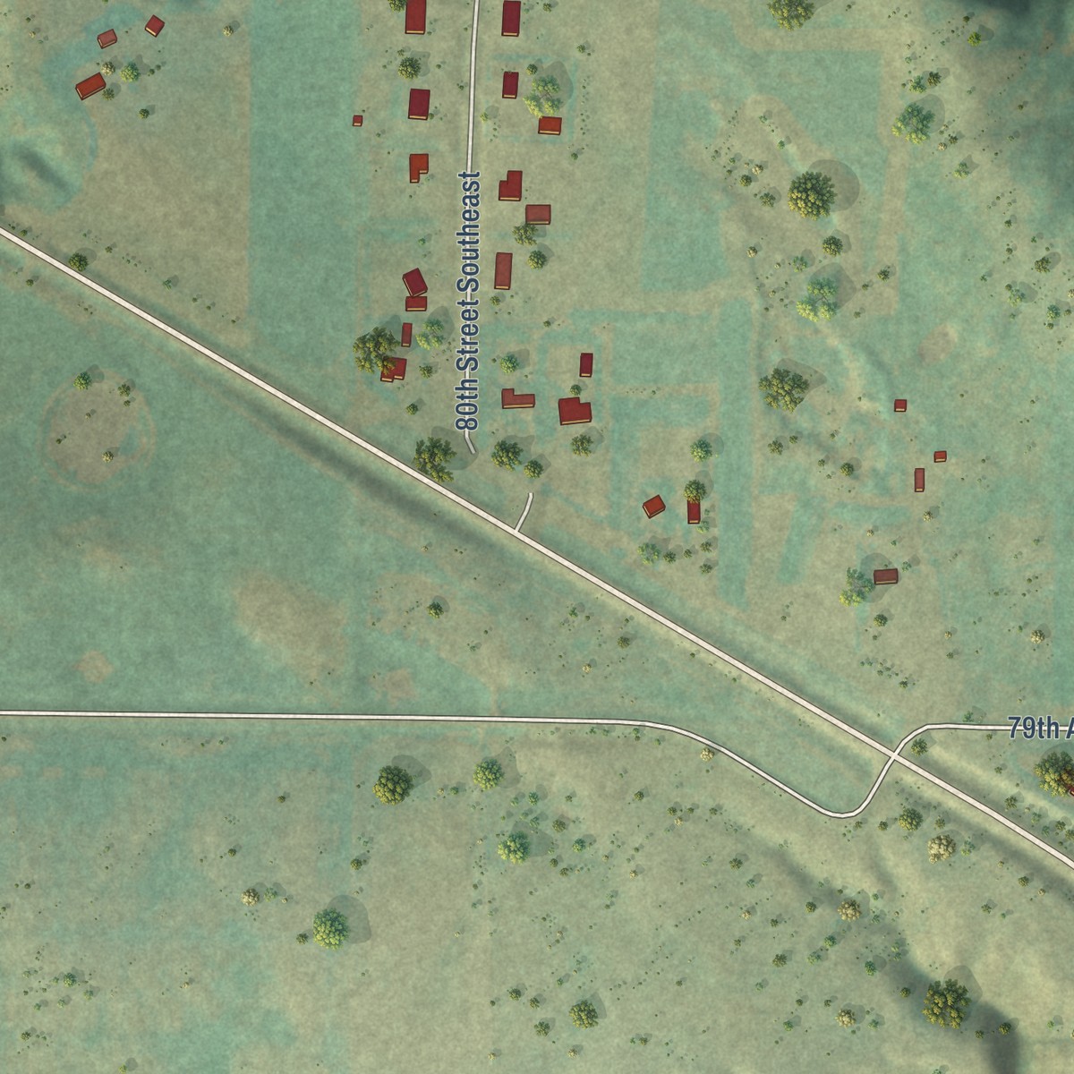 Second close-up of the map of Logan, North Dakota print showing more streets and buildings