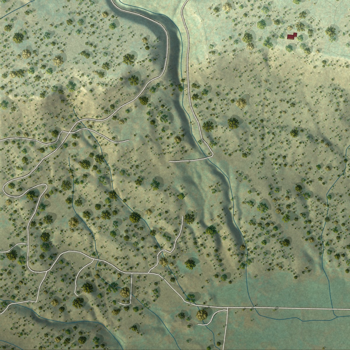 Second close-up of the map of Loghill Village, Colorado print showing more streets and buildings