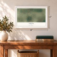 Lolita, Texas map, 12 x 18 inch print in a white frame in an entryway