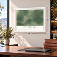 Loma Linda East, Jim Wells County, Texas map, 18 x 24 inch print in a white frame in a home office