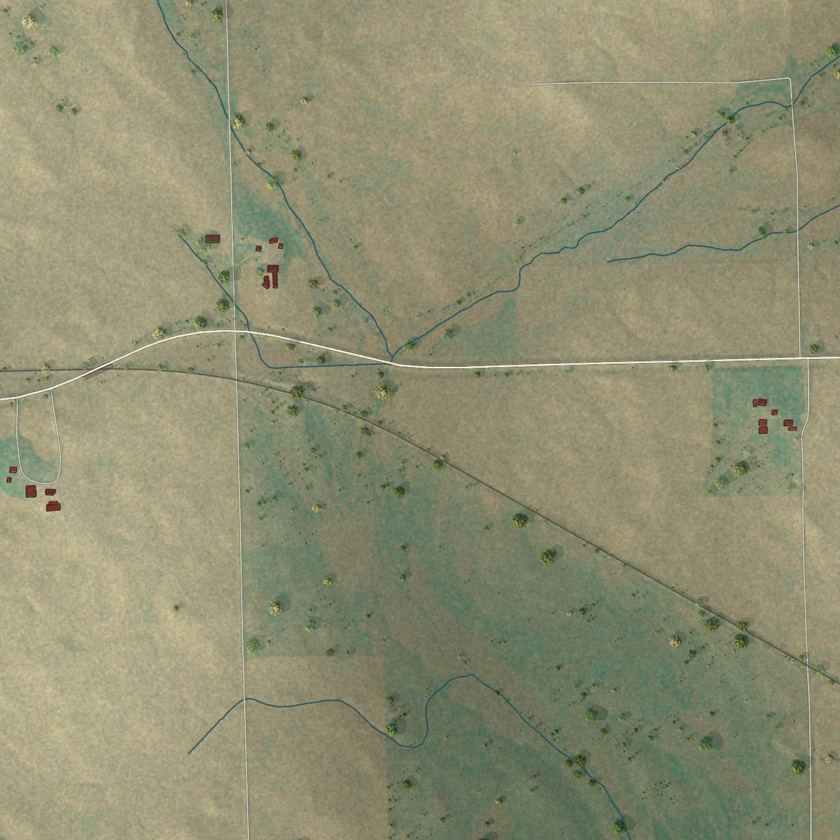 Second close-up of the map of Loma, North Dakota print showing more streets and buildings