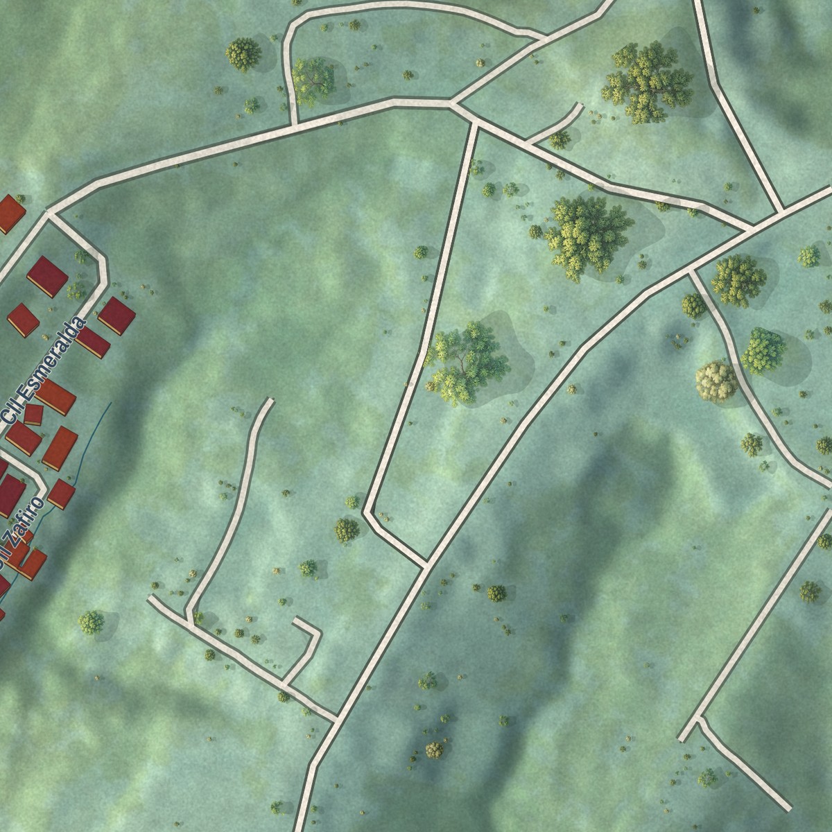 Second close-up of the map of Lomas Verdes, Puerto Rico print showing more streets and buildings