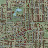 Second close-up of the map of Lombard, Illinois print showing more streets and buildings