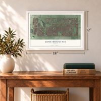 Lone Mountain, Nevada map, 12 x 18 inch print in a white frame in an entryway