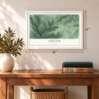 Lone Oak, Tennessee map, 12 x 18 inch print in a white frame in an entryway