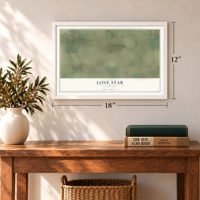 Lone Star, Colorado map, 12 x 18 inch print in a white frame in an entryway