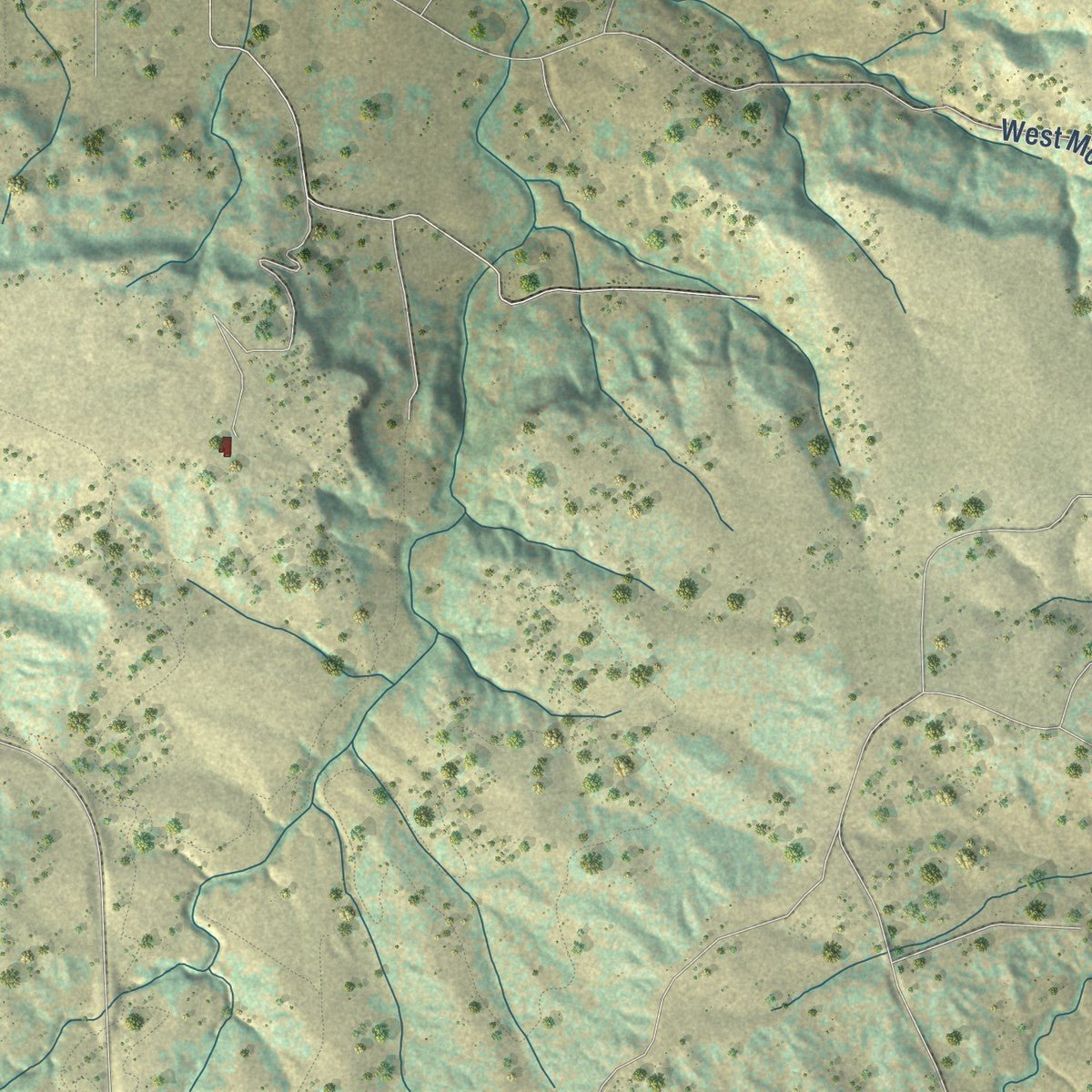 Second close-up of the map of Lone Tree, Colorado print showing more streets and buildings