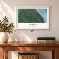 Long Beach, Maryland map, 12 x 18 inch print in a white frame in an entryway