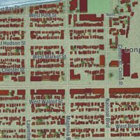 Second close-up of the map of Long Beach, New York print showing more streets and buildings