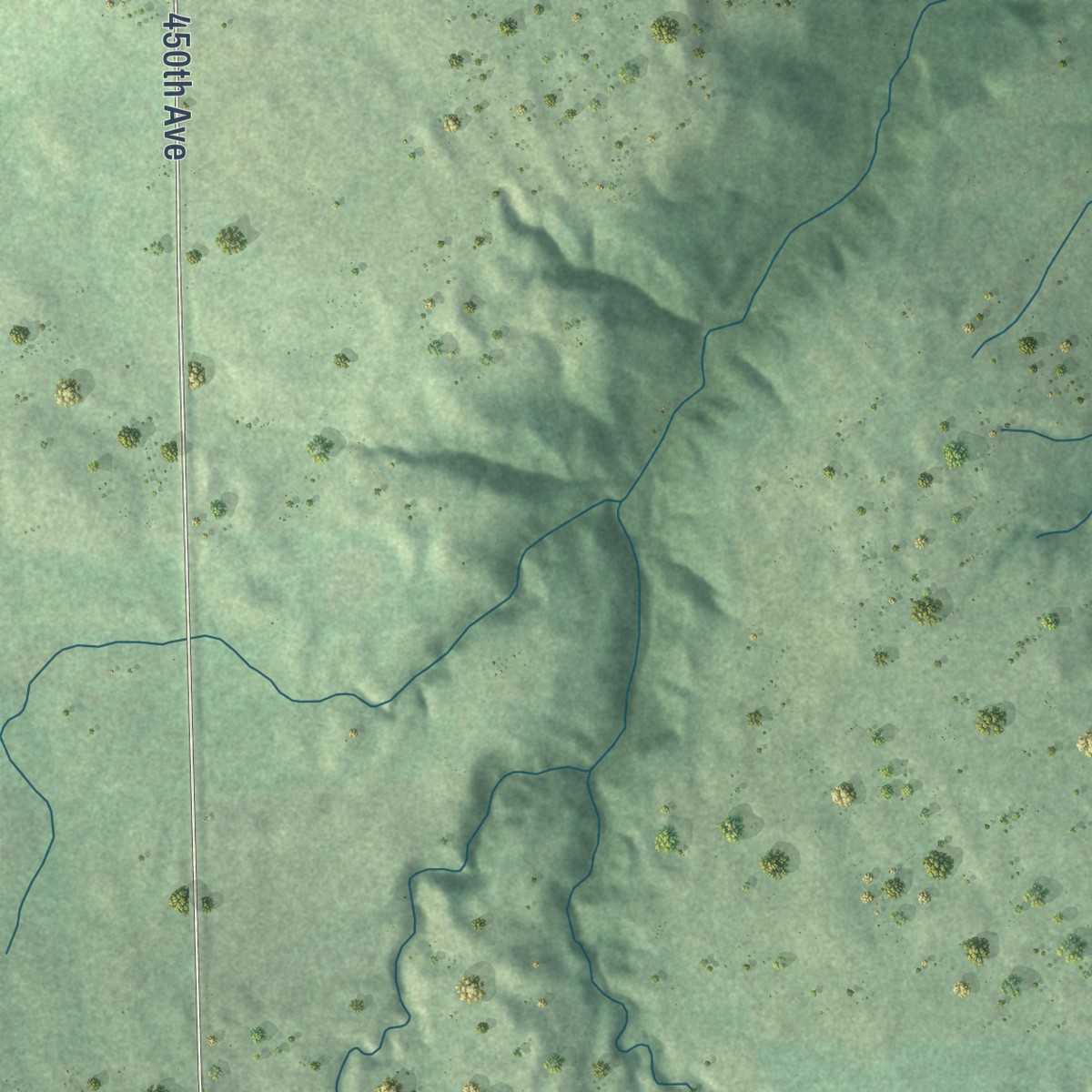 Second close-up of the map of Long Hollow, South Dakota print showing more streets and buildings