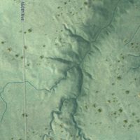 Second close-up of the map of Long Hollow, South Dakota print showing more streets and buildings