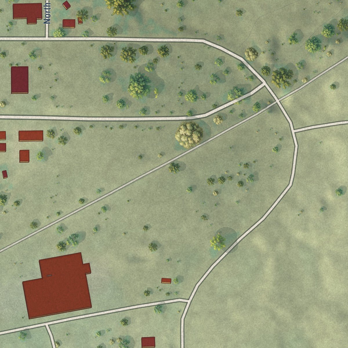 Second close-up of the map of Long Pine, Nebraska print showing more streets and buildings
