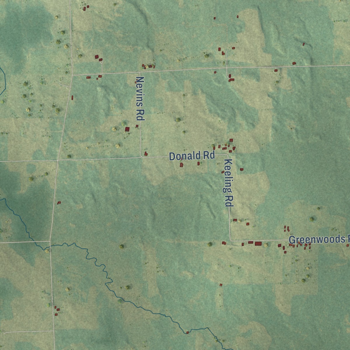 Second close-up of the map of Long Rapids, Michigan print showing more streets and buildings