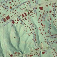 Second close-up of the map of Long View, North Carolina print showing more streets and buildings