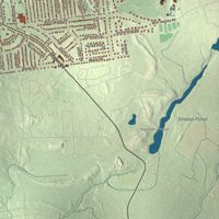 Close-up of the map of Longmeadow, Massachusetts print showing terrain and local geography