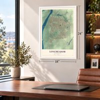 Longmeadow, Massachusetts map, 18 x 24 inch print in a white frame in a home office