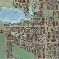 Second close-up of the map of Longmont, Colorado print showing more streets and buildings