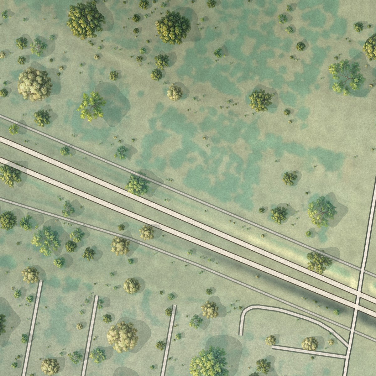 Second close-up of the map of Longoria, Texas print showing more streets and buildings