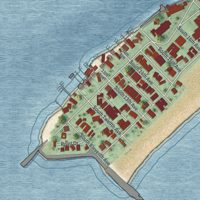 Second close-up of the map of Longport, New Jersey print showing more streets and buildings