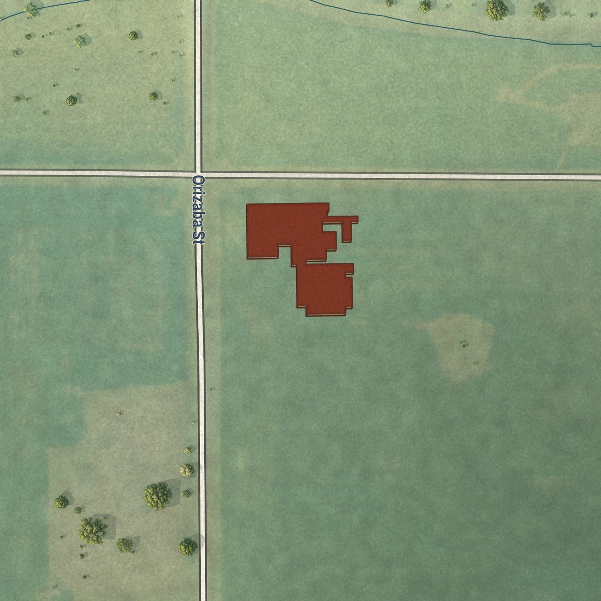 Second close-up of the map of Longview, Illinois print showing more streets and buildings