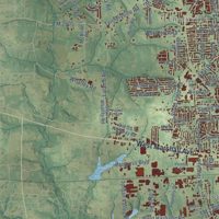 Second close-up of the map of Longview, Texas print showing more streets and buildings