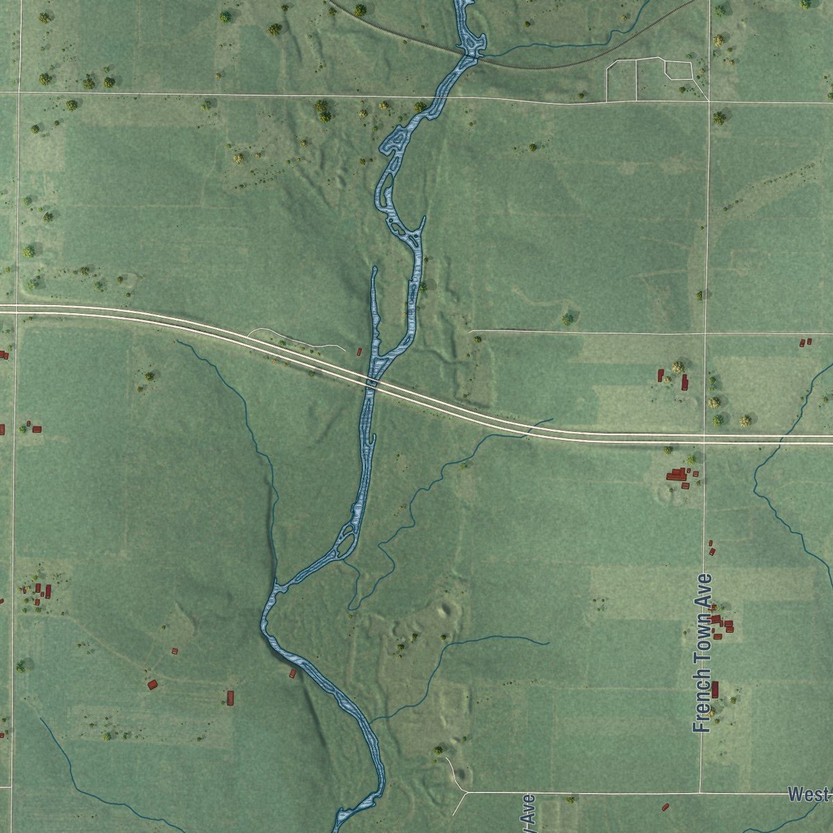 Second close-up of the map of Longwood, Wisconsin print showing more streets and buildings