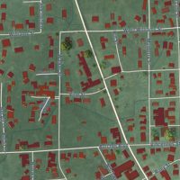Second close-up of the map of Loogootee, Indiana print showing more streets and buildings