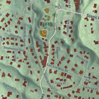 Second close-up of the map of Lookout Mountain, Tennessee print showing more streets and buildings