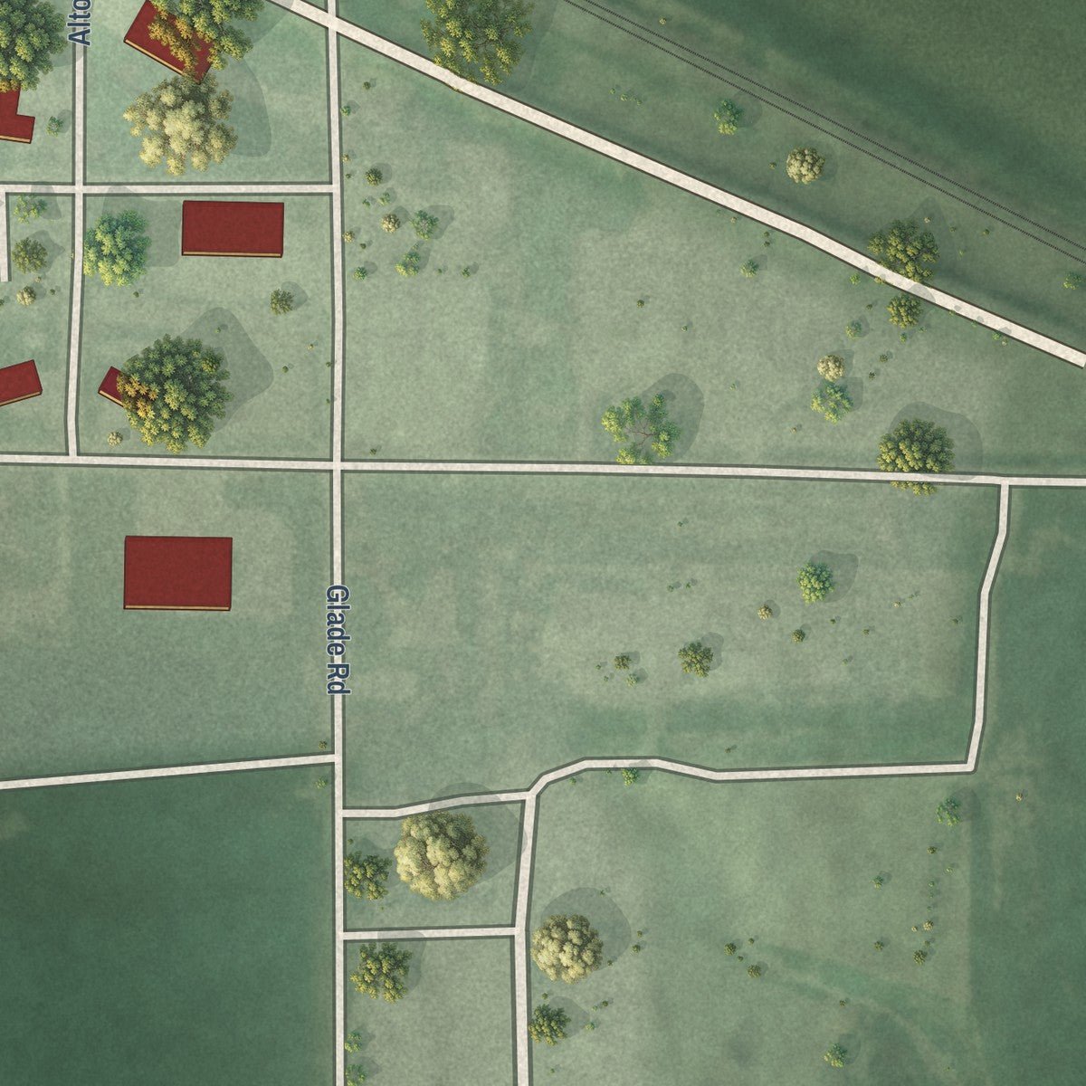 Second close-up of the map of Loomis, Nebraska print showing more streets and buildings