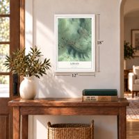 Lorain, Pennsylvania map, 12 x 18 inch print in a white frame in an entryway