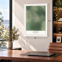 Loraine, North Dakota map, 18 x 24 inch print in a white frame in a home office