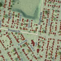 Second close-up of the map of Lordship, Connecticut print showing more streets and buildings